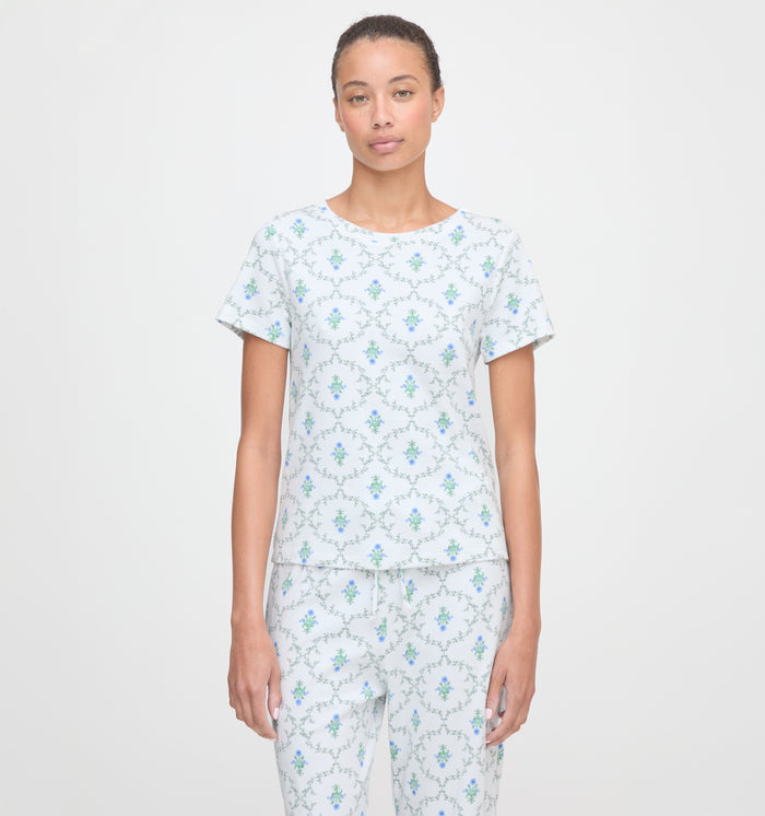 The Kelly Pajama Set in Green Trellis color: Green Trellis