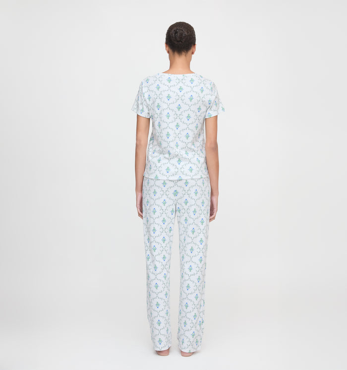 The Kelly Pajama Set in Green Trellis color: Green Trellis