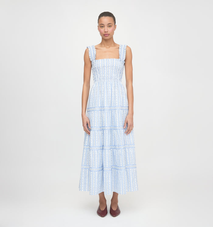 The Kimmy Maxi Nap Dress - Blue Petal Stripe