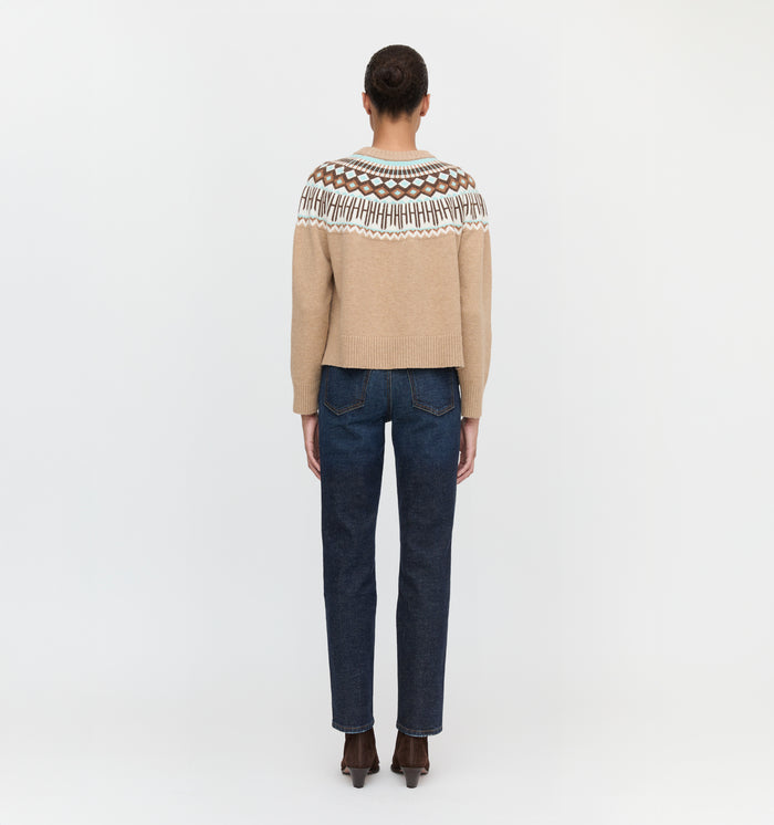 The Klaire Sweater in Camel Fair Isle color: Camel Fair Isle