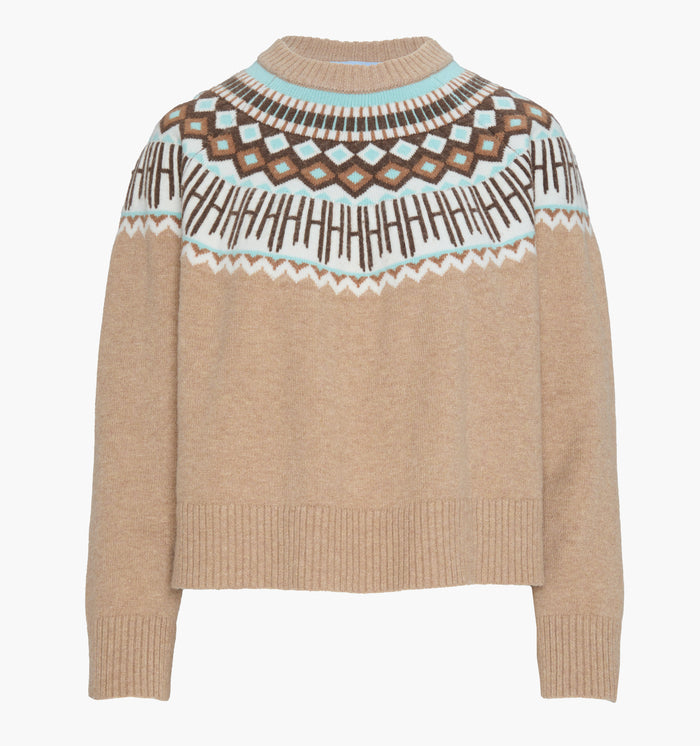 The Klaire Sweater in Camel Fair Isle color: Camel Fair Isle