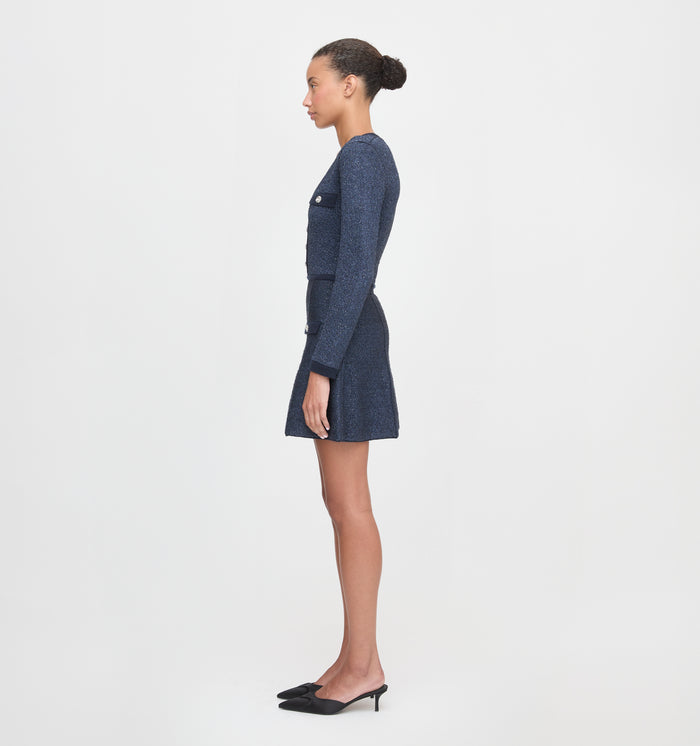 The Lana Dress in Navy Sequin color: Navy Sequin