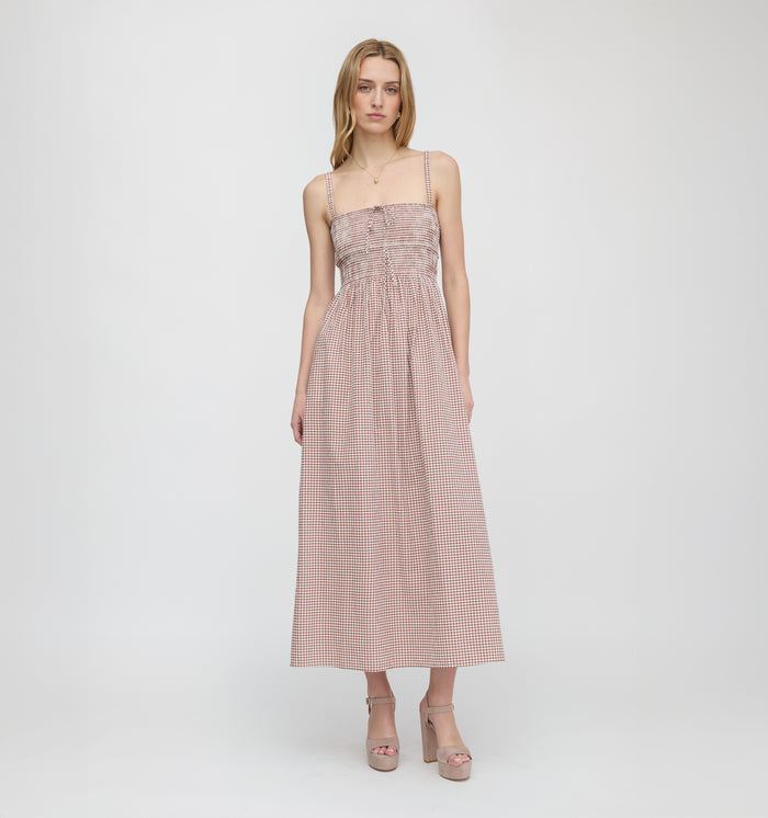 The Larissa Nap Dress - Cognac Gingham