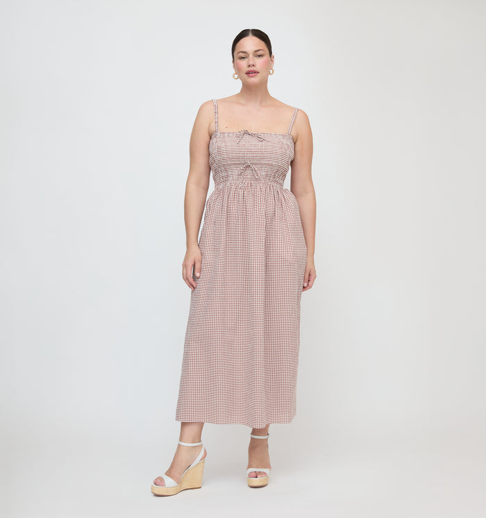 The Larissa Nap Dress - Cognac Gingham
