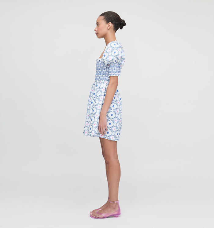 The Lila Nap Dress - White Cisco Trellis