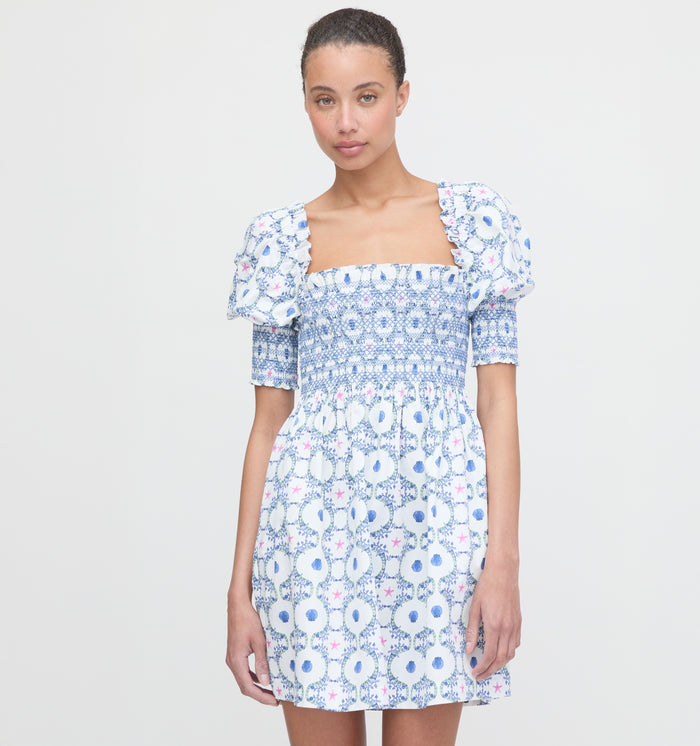 The Lila Nap Dress - White Cisco Trellis