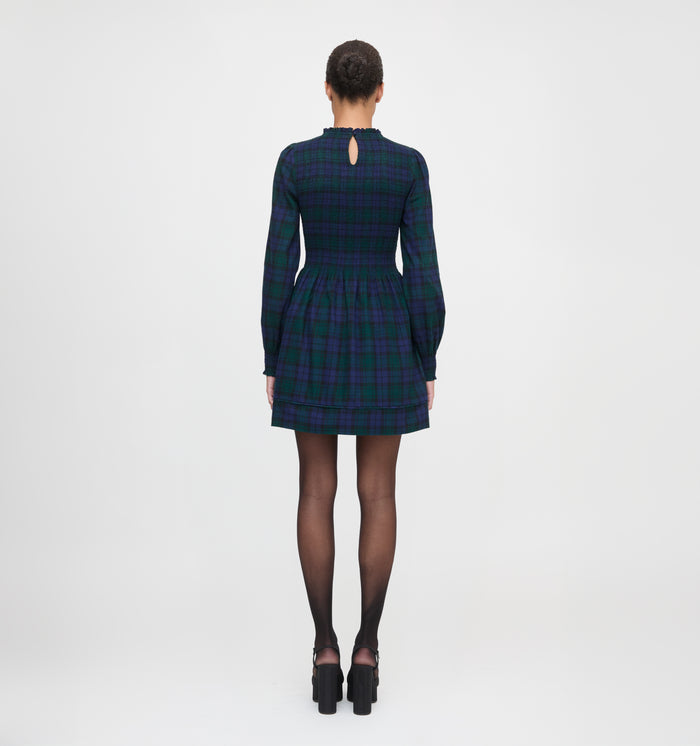 The Lilia Mini Nap Dress in Blackwatch Tartan color: Blackwatch Tartan