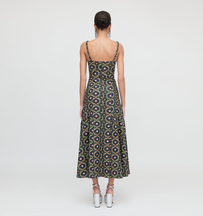 The Lillie Dress - Black Cisco Trellis