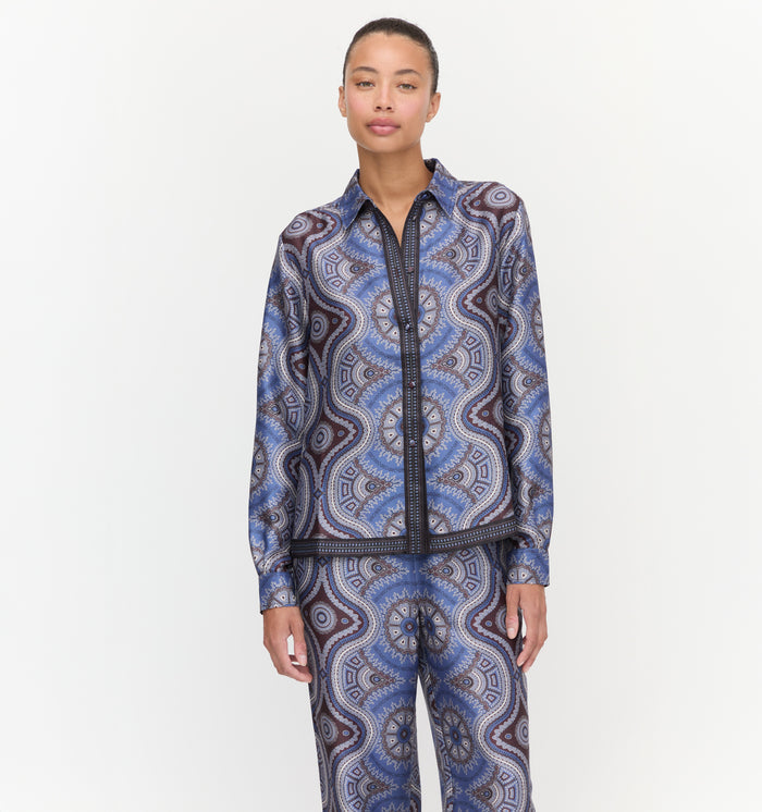 The Liv Top in Brown Cobalt Medallion color: Brown Cobalt Medallion