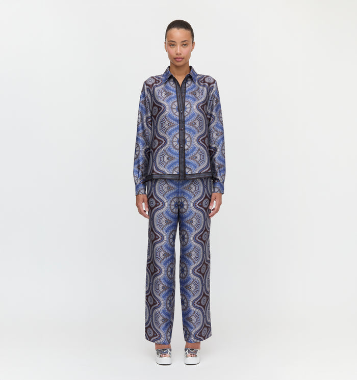 The Taylor Pant in Brown Cobalt Medallion color: Brown Cobalt Medallion