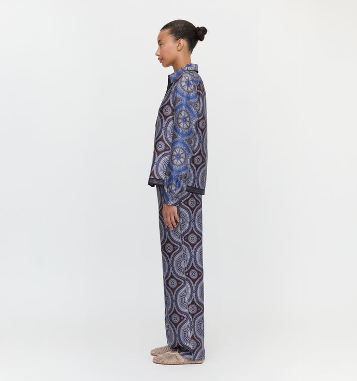 The Taylor Pant in Brown Cobalt Medallion color: Brown Cobalt Medallion