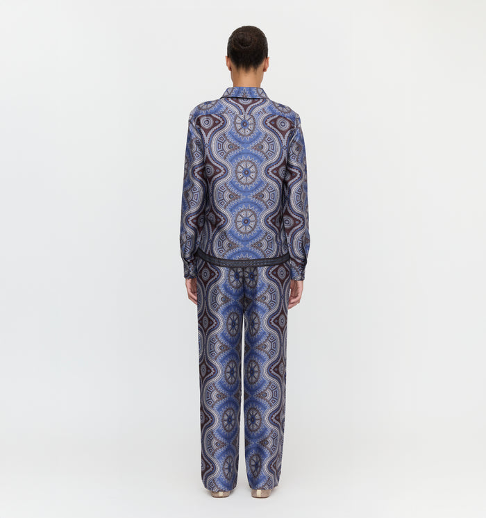 The Taylor Pant in Brown Cobalt Medallion color: Brown Cobalt Medallion
