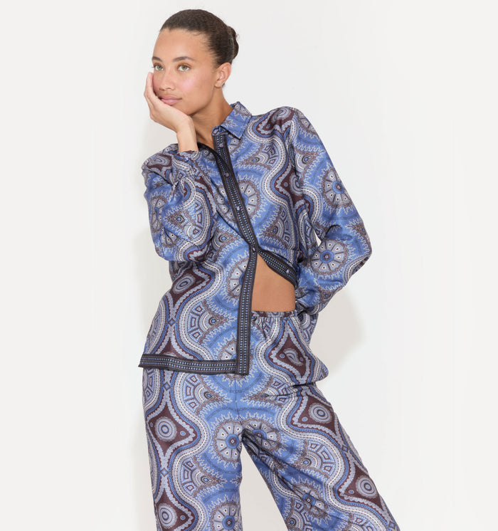The Liv Top in Brown Cobalt Medallion color: Brown Cobalt Medallion