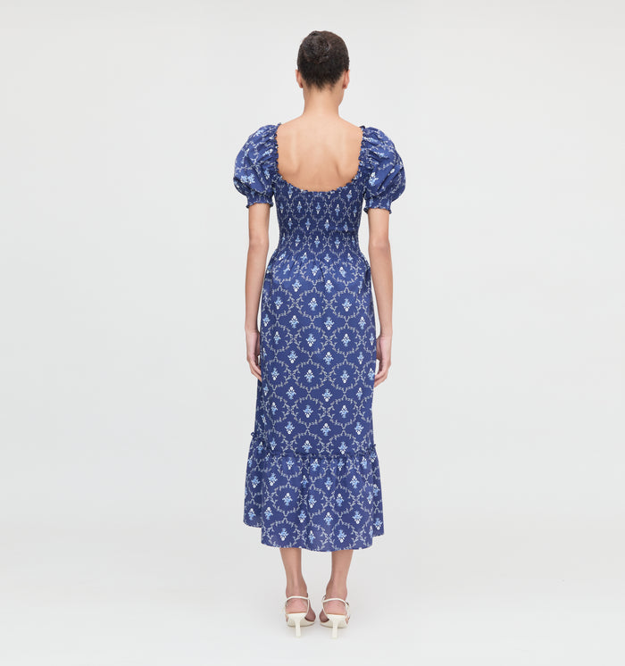 The Louisa Nap Dress - Navy Trellis