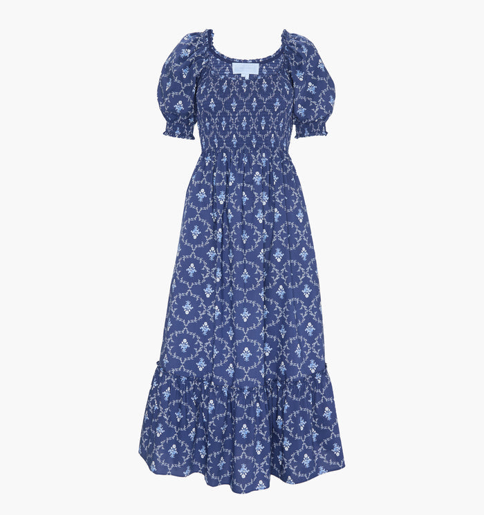monogram: navy-trellis