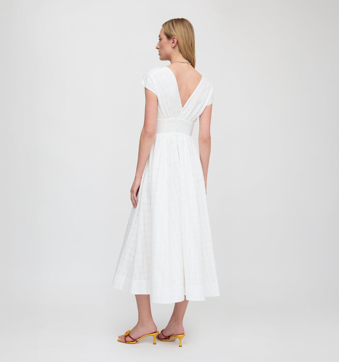 The Lucille Dress - White Crinkle Check