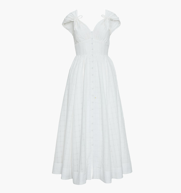 The Lucille Dress - White Crinkle Check