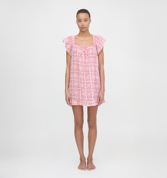 The Lucinda Nightgown - White Patchwork Doily Heart