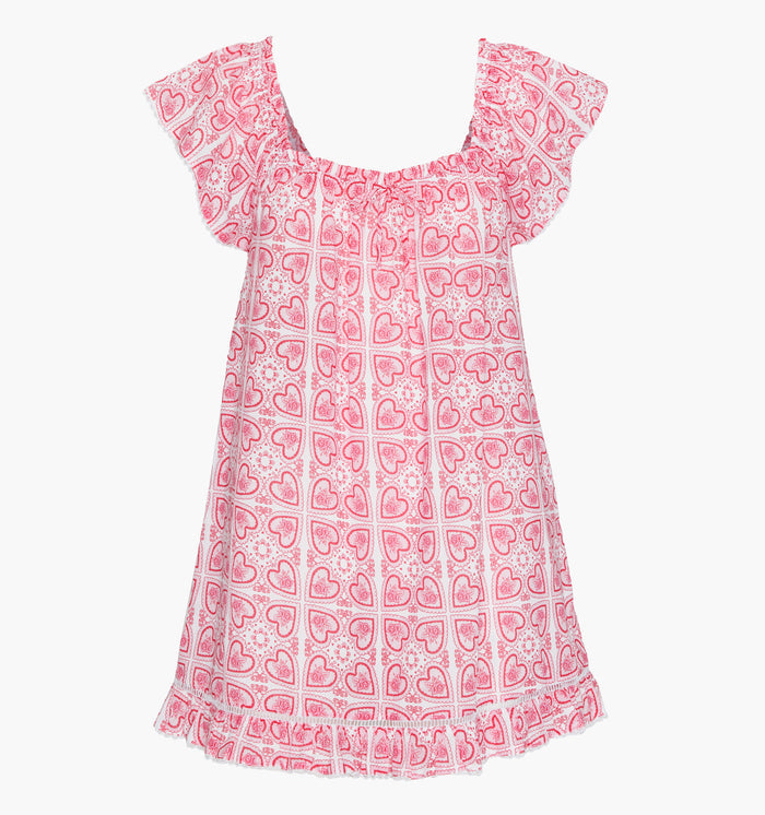 The Lucinda Nightgown - White Patchwork Doily Heart