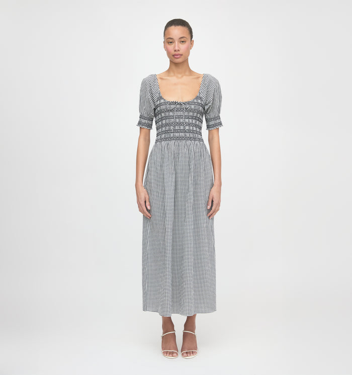 The Madeline Nap Dress - Black/Sand Gingham
