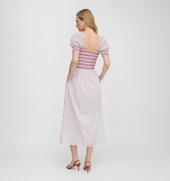 The Madeline Nap Dress - White Poppy Half Drop