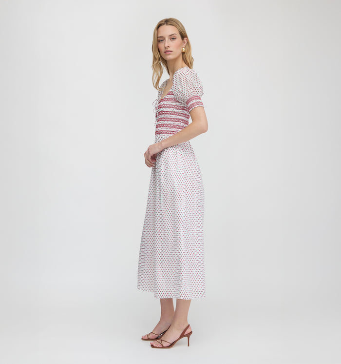 The Madeline Nap Dress - White Poppy Half Drop