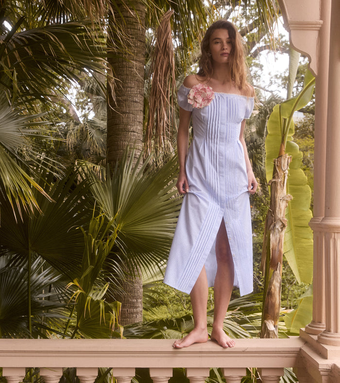 The Madison Dress - Blue/White Stripe