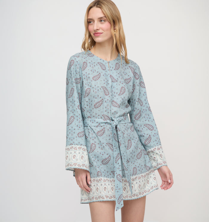 The Magnolia Tunic - Dusty Blue Gemstone Mosaic Scarf