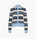 The Mairead Cardigan in Blue Multi Fair Isle color: Blue Multi