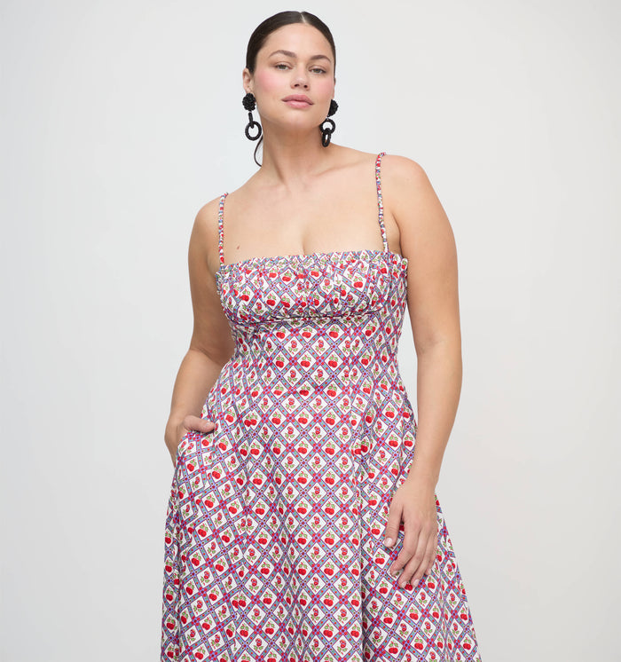 The Maisie Dress - Diamond Cherries Cherry Red