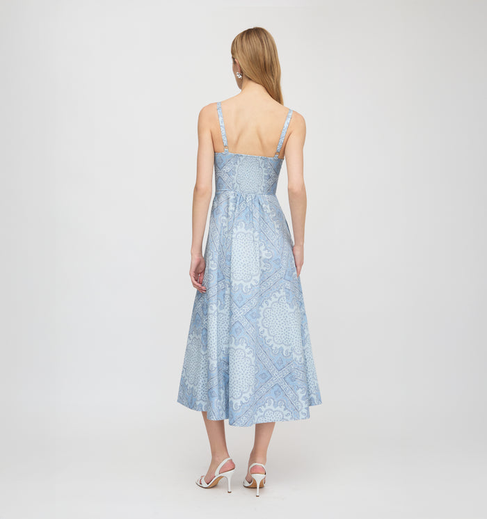 The Margot Dress - Dusty Blue Paisley Scarf