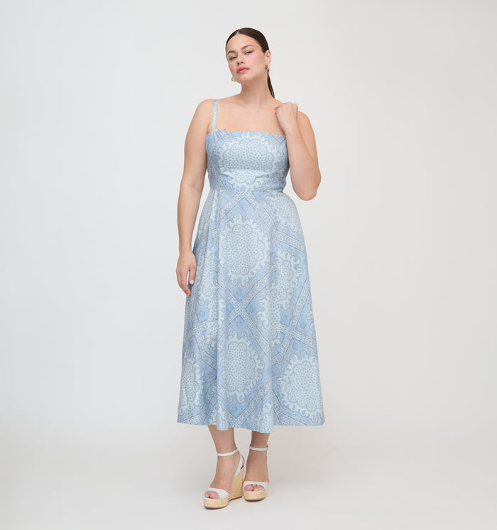 The Margot Dress - Dusty Blue Paisley Scarf