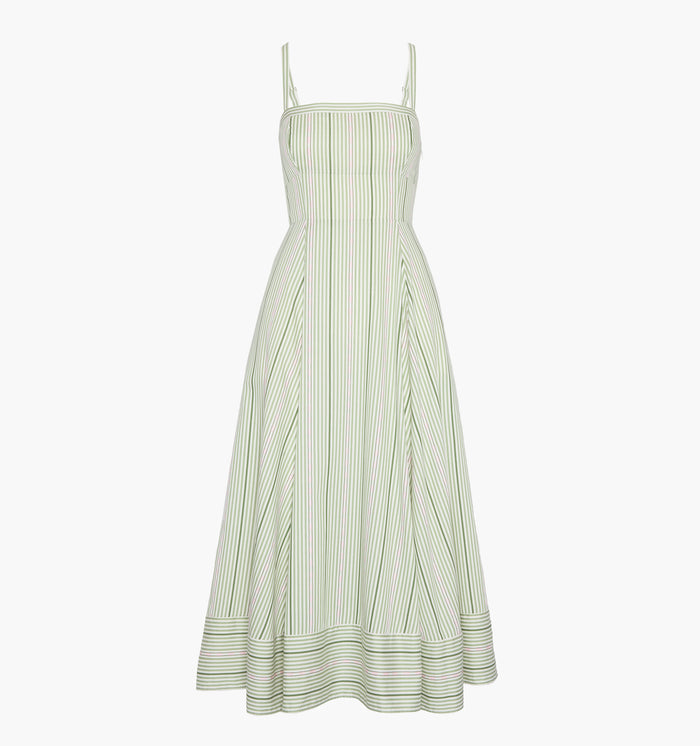 The Margot Dress - Green Jacquard Stripe
