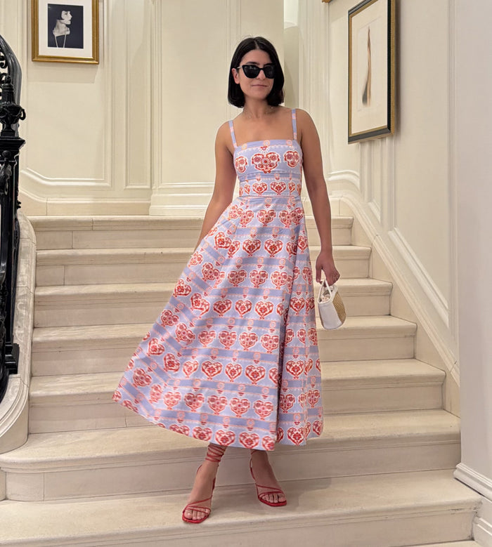 The Margot Dress - Poppy Damask Stripe