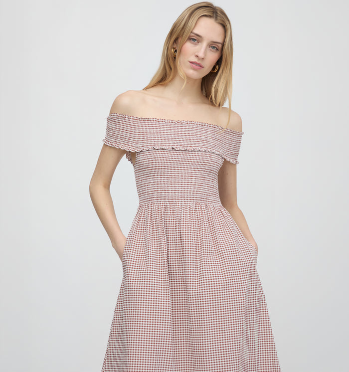 The Marguerite Nap Dress - Cognac Gingham