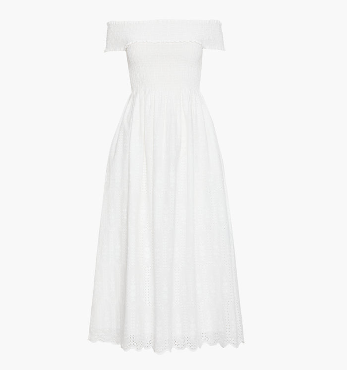The Marguerite Nap Dress - White Trellis Broderie
