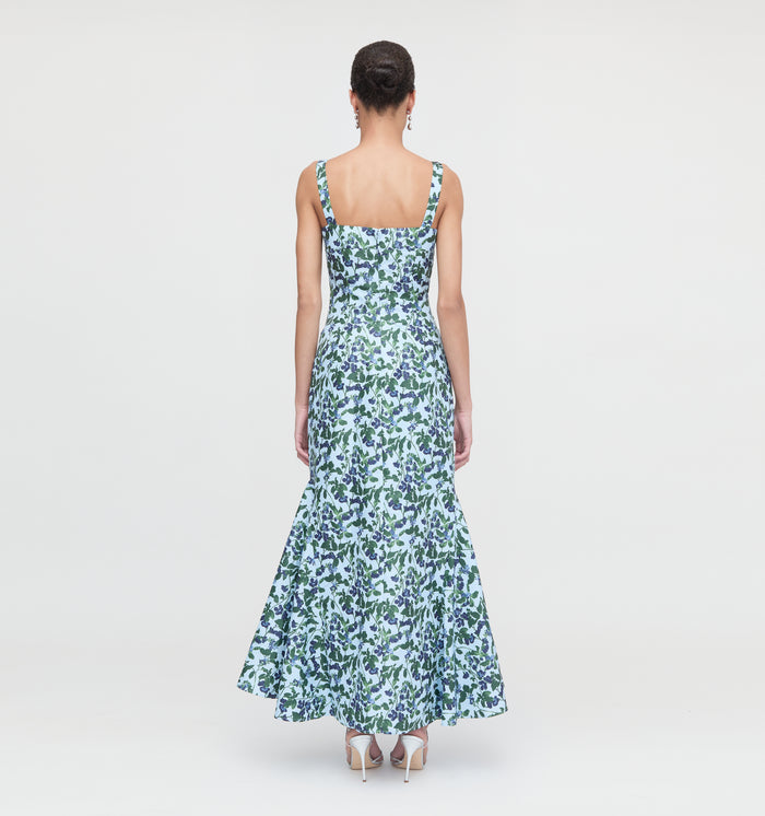 The Marietta Dress - Blue Pressed Flowers