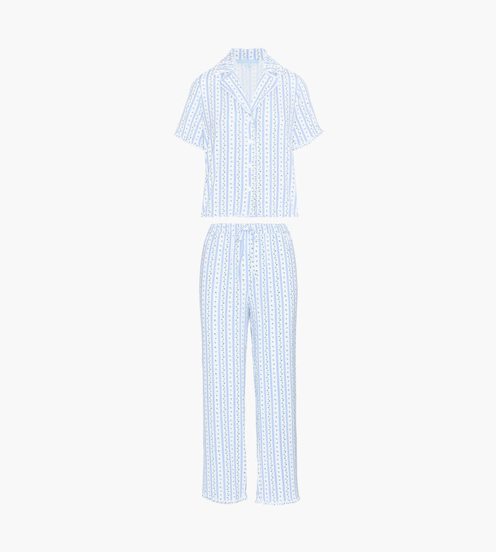 The Marina Pajama Set - Blue Petal Stripe
