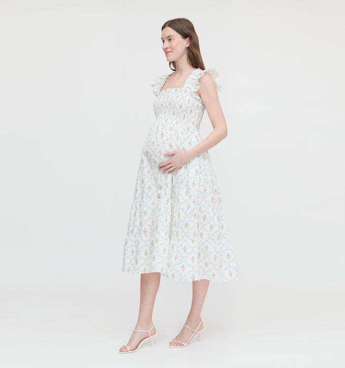The Maternity Ellie Nap Dress - Pastel Trellis