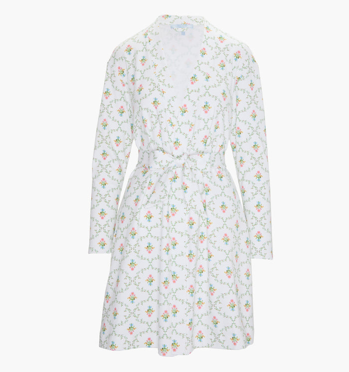 The Maternity Ivory Robe - Pastel Trellis