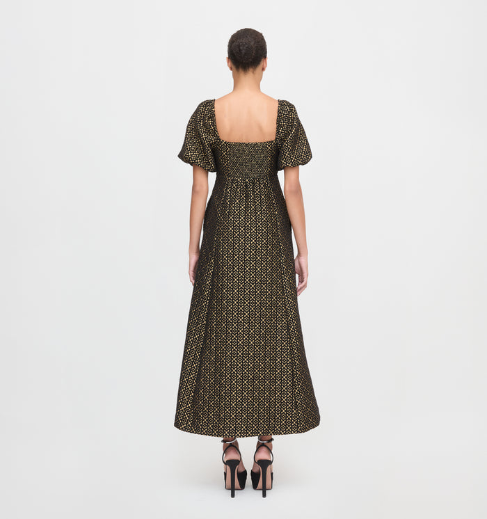 The Matilda Dress in Metallic Brocade color: Metallic Brocade