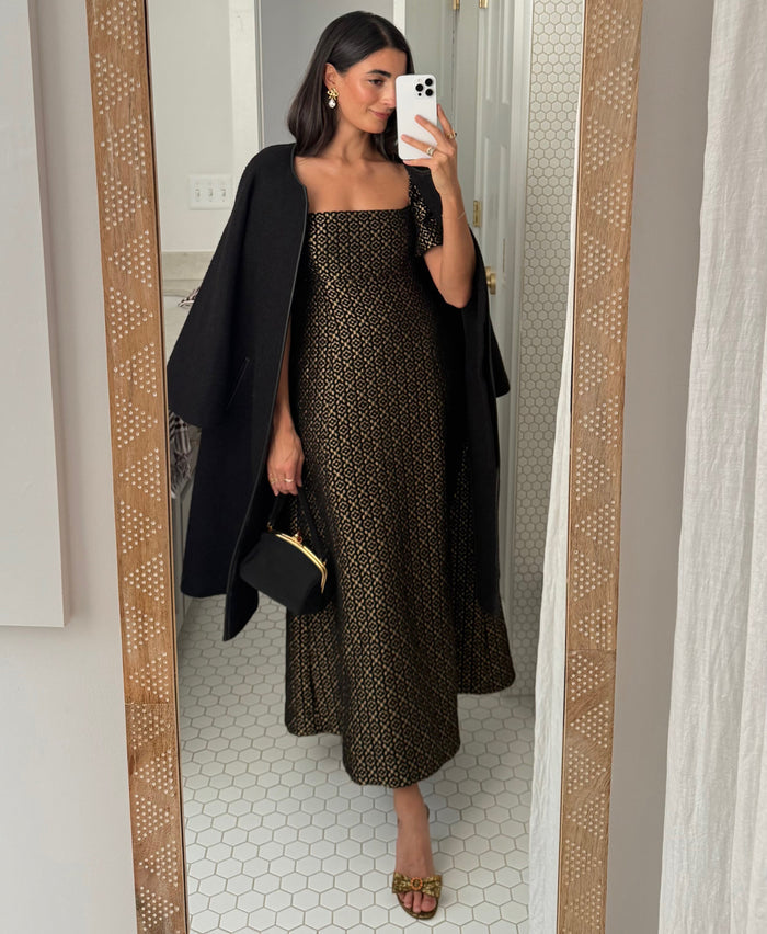 The Matilda Dress in Metallic Brocade color: Metallic Brocade