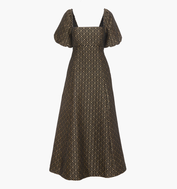 The Matilda Dress in Metallic Brocade color: Metallic Brocade
