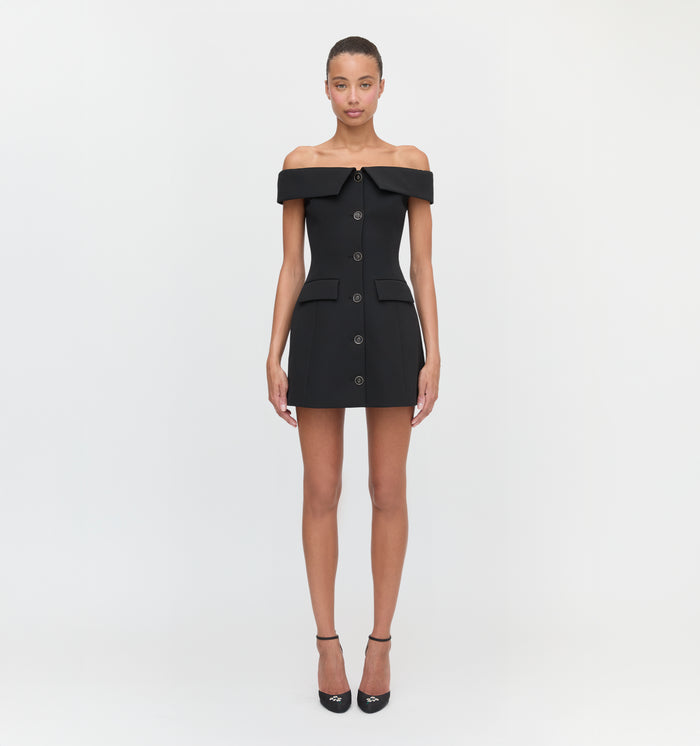 The Mattia Dress in Black color: Black