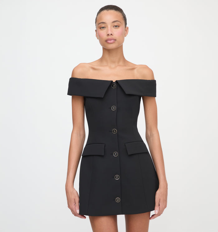 The Mattia Dress in Black color: Black