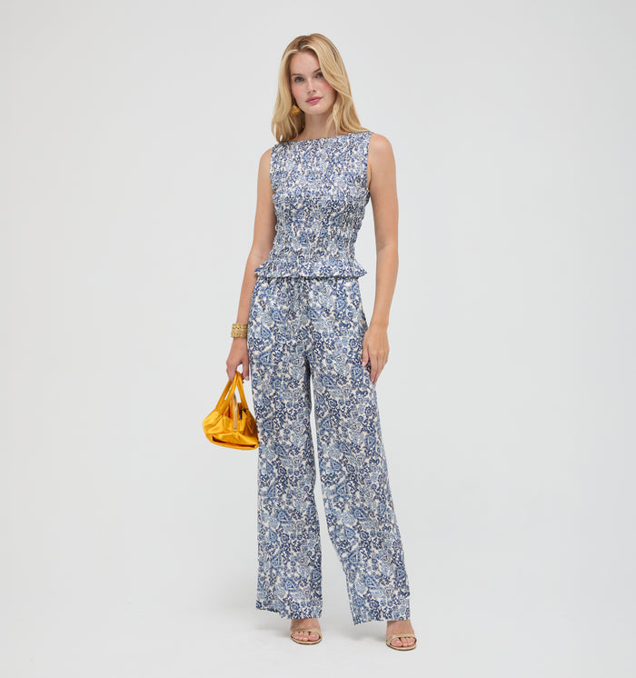The Maxime Pant -  Chedworth Paisley Blue