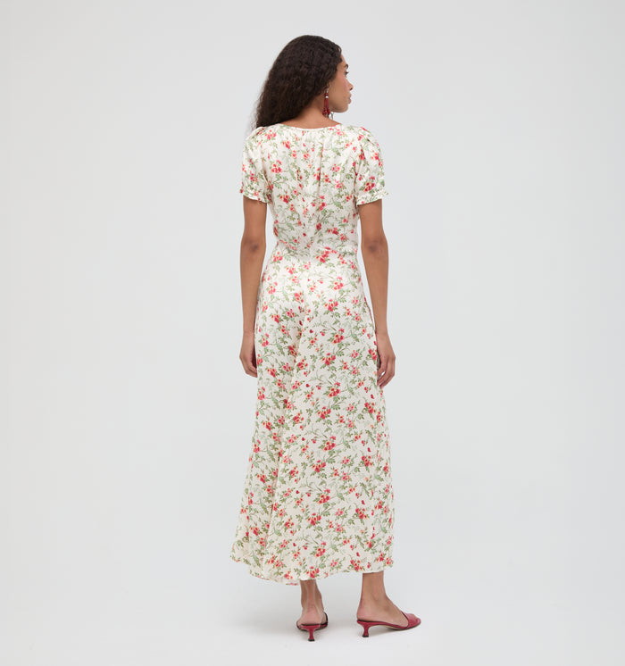 The Maxine Dress - Primrose Bouquet Ivory/Coral