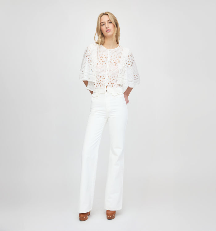 The Meadow Top - White Floral Broderie