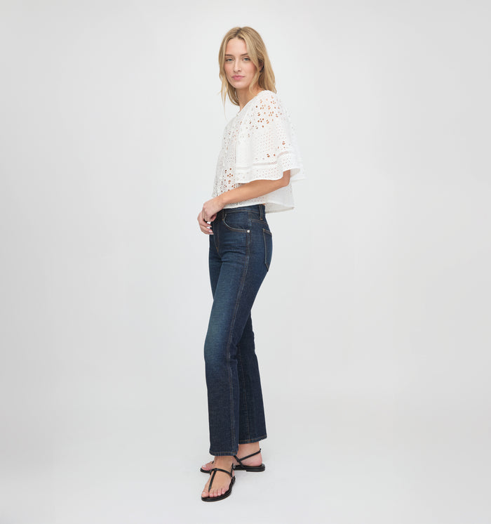 The Meadow Top - White Floral Broderie