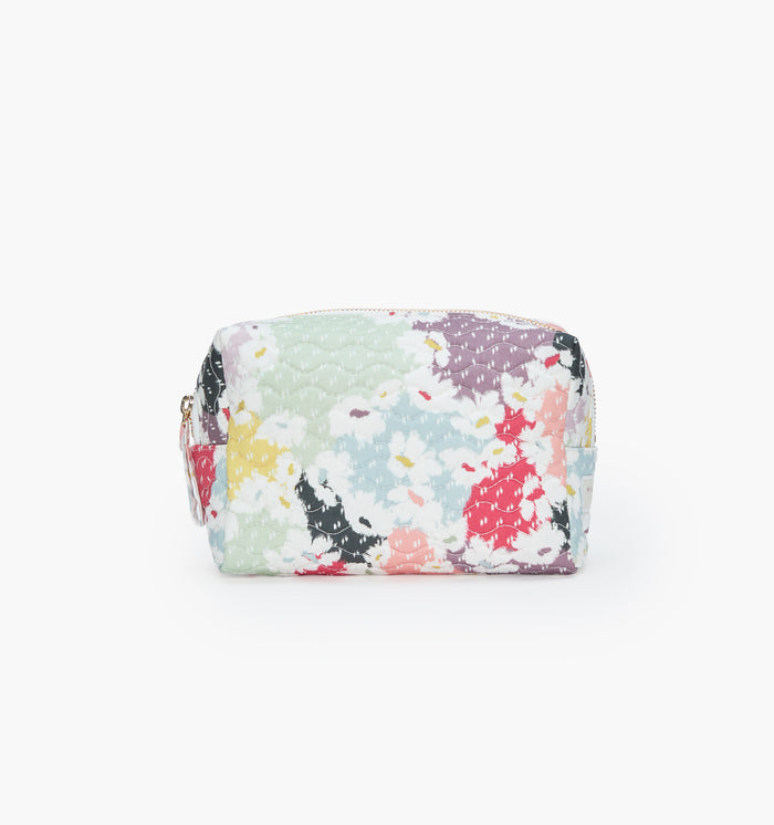 The Mini Quilted Cosmetic Bag in Daisy Camouflage color: Daisy Camouflage